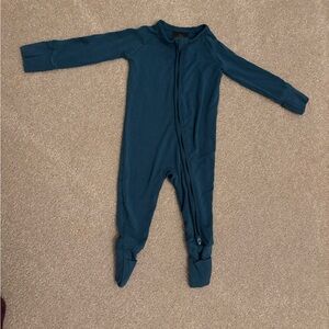 Two Little Sleepies Blue and green Footies One Piece with Soft Fabric